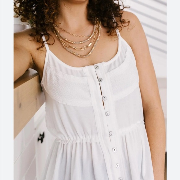 POL White Buttoned Peplum Babydoll Camisole Tank Top Women’s Size Medium - Picture 1 of 6